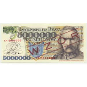 5 milionów złotych 1995 - WZÓR - YA 0000000 -