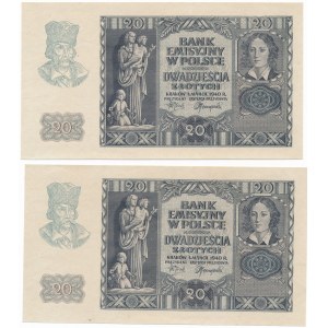 20 złotych 1940 - bez serii i numeracji (2 szt.)