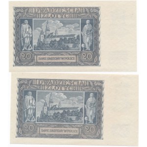 20 złotych 1940 - bez serii i numeracji (2 szt.)