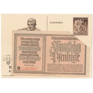 Pomoc Zimowa Ludności Niemieckiej, 50 fenigów 1940 i karta pocztowa (2 szt.)