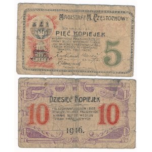 Częstochowa, 5-10 kopiejek 1916 (2 szt.)