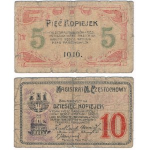 Częstochowa, 5-10 kopiejek 1916 (2 szt.)