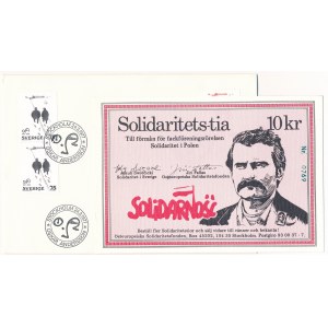 Solidarność, szwedzka cegiełka na 10 koron z kopertą (2 szt.)
