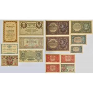 Zestaw, banknoty polskie, bon i świadectwo 1916-1971 (16 szt.)