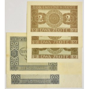 Zestaw, 2-5 złotych 1940-41 (5 szt.)