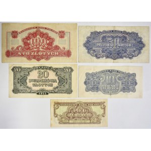 Zestaw, 5-100 złotych 1944 (5 szt.)