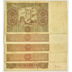 Zestaw, 1.000 złotych 1945-47 (5 szt.)
