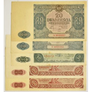 Zestaw, 20-100 złotych 1946-47 (5 szt.)