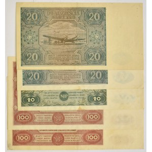 Zestaw, 20-100 złotych 1946-47 (5 szt.)
