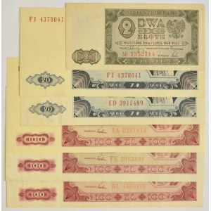 Zestaw, 2-100 złotych 1948 (6 szt.)