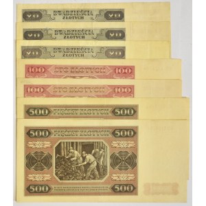 Zestaw, 20-500 złotych 1948 (7 szt.)