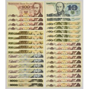 Zestaw, 10-2.000 złotych 1982-88 (33 szt.)