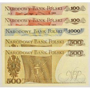 Zestaw, 100-1.000 złotych 1979-82 (5 szt.)