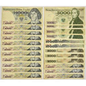 Zestaw, 1.000-10.000 złotych 1975-88 (23 szt.) - w tym rzadsze serie