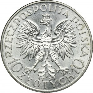 Głowa Kobiety, 10 złotych Warszawa 1933 - GCN AU58