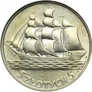 Żaglowiec, 5 złotych 1936 - GCN AU50