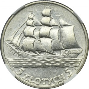 Żaglowiec, 5 złotych 1936 - GCN AU55