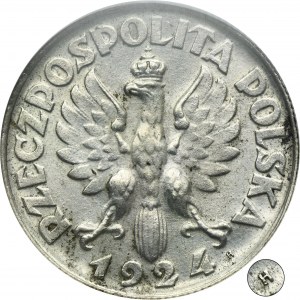 Kobieta i kłosy, 2 złote Birmingham 1924 - literka H - GCN AU55
