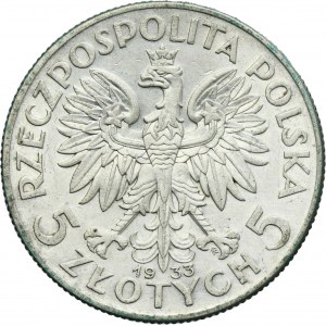 Głowa Kobiety, 5 złotych Warszawa 1933