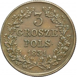 November Uprising, 3 Groschen Warsaw 1831 KG
