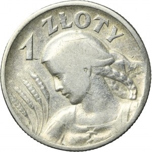 Kobieta i kłosy, 1 złoty Londyn 1925 - kropka po dacie