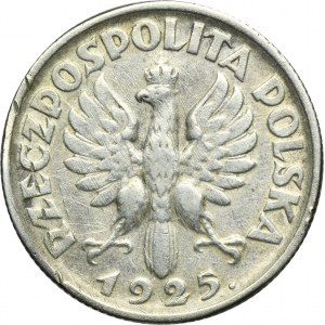 Kobieta i kłosy, 1 złoty Londyn 1925 - kropka po dacie