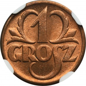 1 grosz 1939 - NGC MS65 RB