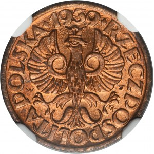 1 grosz 1939 - NGC MS65 RB