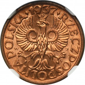 1 grosz 1937 - NGC MS65 RD