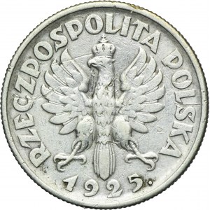 Kobieta i kłosy, 2 złote Londyn 1925 - kropka po dacie