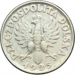 Kobieta i kłosy, 1 złoty Londyn 1925 - kropka po dacie