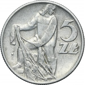 5 złotych 1958 Rybak - wąska ósemka
