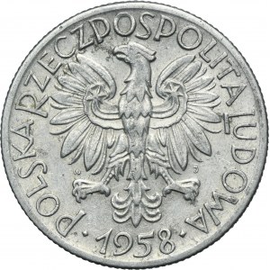 5 złotych 1958 Rybak - wąska ósemka