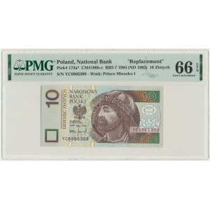 10 złotych 1994 - YC - PMG 66 EPQ - seria zastępcza