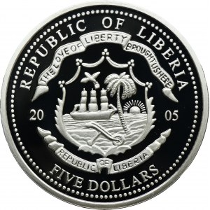 Liberia, 5 Dollars 2005 - John Paul II