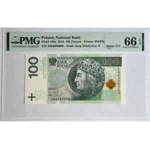 100 złotych 2012 - AW 8089808 - PMG 66 EPQ - radar