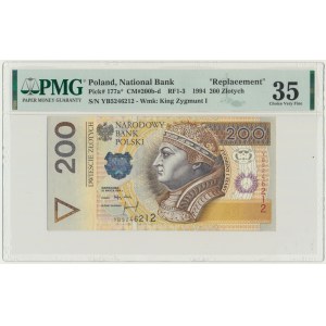 200 złotych 1994 - YB - PMG 35 - seria zastępcza
