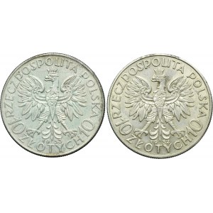 Zestaw, Głowa Kobiety, 10 złotych 1932-1933 (2 szt.)