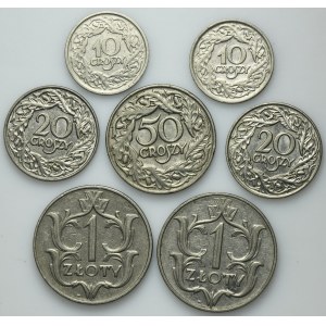 Zestaw, 10-50 groszy i 1 złoty (7 szt.)