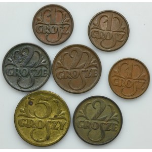 Zestaw, 1-5 groszy 1923-1939 (7 szt.)