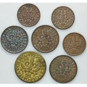 Zestaw, 1-5 groszy 1923-1939 (7 szt.)