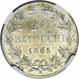Papal State, Vatican, Pius IX, 20 Baiocchi Rome 1865 R - NGC MS62