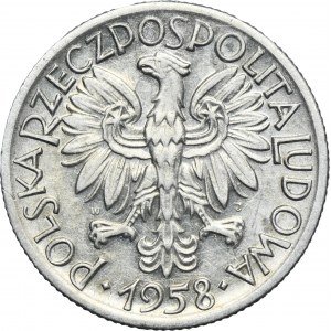 5 złotych 1958 Rybak - wąska ósemka