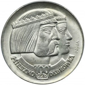 PRÓBA, 100 złotych 1966 Mieszko i Dąbrówka głowy - PCGS SP64
