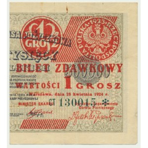 1 grosz 1924 - CT ❉ - prawa połowa -