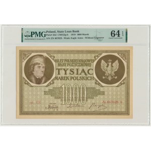 1.000 marek 1919 - ser. ZN - PMG 64 EPQ