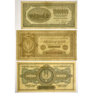 Zestaw, 10.000-1 milion marek 1922-23 (3 szt.)