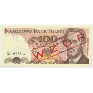 100 złotych 1976 - WZÓR - AK 0000000 - No.0858 -