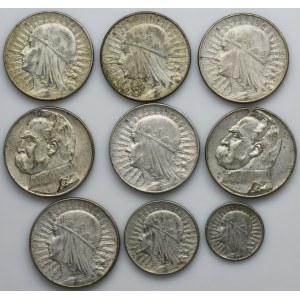 Zestaw, 2 złote, 5 złotych i 10 złotych (9 szt.)