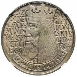 10 złotych 1964 Kazimierz Wielki - NGC MS63 - wypukły napis na awersie